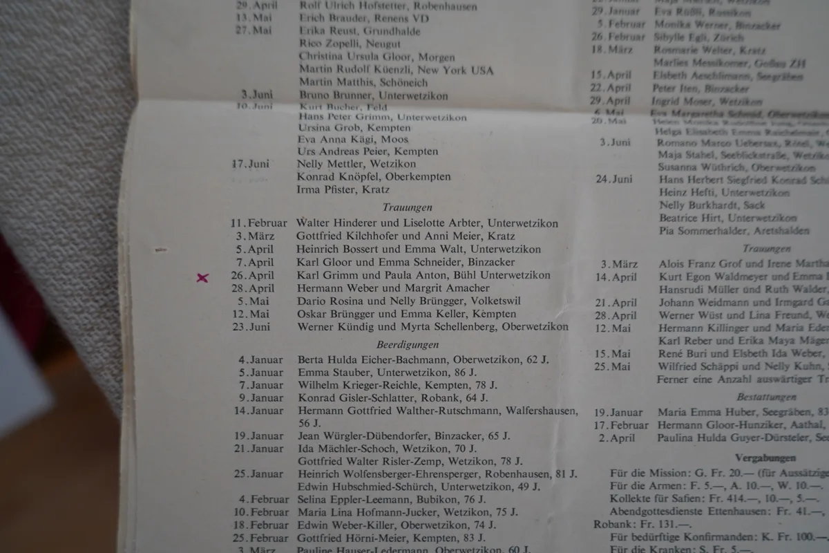 Im Sommer 1955 haben die beiden kirchlich geheiratet, Bilder von der Annonce in der Zeitung.